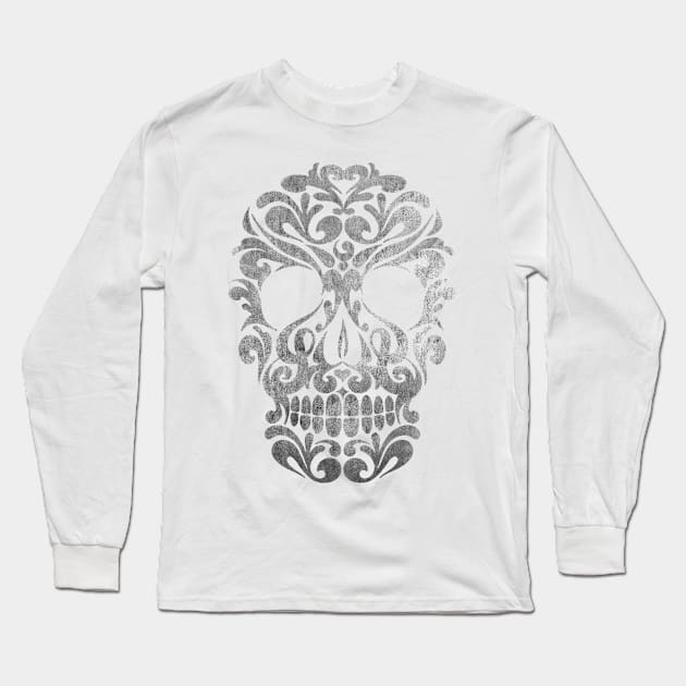 Grey Skull Long Sleeve T-Shirt by SmayBoy